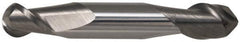 Accupro - 7/16" Diam, 9/16" LOC, 2 Flute Solid Carbide Ball End Mill - TiCN Finish, Double End, 2-3/4" OAL, 7/16" Shank Diam, Spiral Flute - Benchmark Tooling