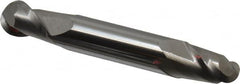 Accupro - 3/8" Diam, 1/2" LOC, 2 Flute Solid Carbide Ball End Mill - Uncoated, Double End, 2-1/2" OAL, 3/8" Shank Diam, Spiral Flute - Benchmark Tooling