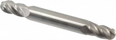 Accupro - 9/32" Diam, 1/2" LOC, 4 Flute Solid Carbide Ball End Mill - Uncoated, Double End, 2-1/2" OAL, 5/16" Shank Diam, Spiral Flute - Benchmark Tooling