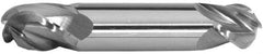 Accupro - 11/32" Diam, 3/4" LOC, 4 Flute Solid Carbide Ball End Mill - Uncoated, Double End, 3-1/2" OAL, 3/8" Shank Diam, Spiral Flute - Benchmark Tooling