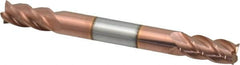 Accupro - 1/4", 1/2" LOC, 1/4" Shank Diam, 2-1/2" OAL, 4 Flute, Solid Carbide Square End Mill - Double End, TiCN Finish, Spiral Flute, 40° Helix, Centercutting, Right Hand Cut, Right Hand Flute - Benchmark Tooling