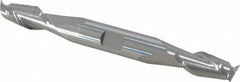 Accupro - 11/32", 3/4" LOC, 3/8" Shank Diam, 3-1/2" OAL, 2 Flute, Solid Carbide Square End Mill - Double End, Uncoated, Spiral Flute, 40° Helix, Centercutting, Right Hand Cut, Right Hand Flute - Benchmark Tooling