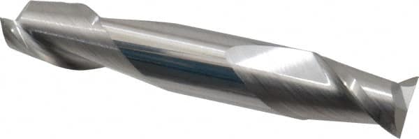 Accupro - 7/16", 9/16" LOC, 7/16" Shank Diam, 2-3/4" OAL, 2 Flute, Solid Carbide Square End Mill - Double End, Uncoated, Spiral Flute, 40° Helix, Centercutting, Right Hand Cut, Right Hand Flute - Benchmark Tooling