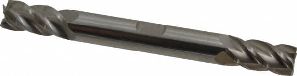 Accupro - 3/8", 3/4" LOC, 3/8" Shank Diam, 3-1/2" OAL, 4 Flute, Solid Carbide Square End Mill - Double End, Uncoated, Spiral Flute, 40° Helix, Centercutting, Right Hand Cut, Right Hand Flute - Benchmark Tooling