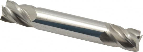 Accupro - 7/16", 9/16" LOC, 7/16" Shank Diam, 2-3/4" OAL, 4 Flute, Solid Carbide Square End Mill - Double End, Uncoated, Spiral Flute, 40° Helix, Centercutting, Right Hand Cut, Right Hand Flute - Benchmark Tooling