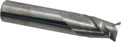 Accupro - 9/16", 7/8" LOC, 9/16" Shank Diam, 3" OAL, 2 Flute, Solid Carbide Square End Mill - Single End, Uncoated, Spiral Flute, 40° Helix, Centercutting, Right Hand Cut, Right Hand Flute - Benchmark Tooling