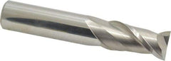 Accupro - 5/8", 1-1/4" LOC, 5/8" Shank Diam, 3-1/2" OAL, 2 Flute, Solid Carbide Square End Mill - Single End, Uncoated, Spiral Flute, 40° Helix, Centercutting, Right Hand Cut, Right Hand Flute - Benchmark Tooling