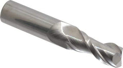 Accupro - 11/16", 1-1/2" LOC, 3/4" Shank Diam, 4" OAL, 2 Flute, Solid Carbide Square End Mill - Single End, Uncoated, Spiral Flute, 40° Helix, Centercutting, Right Hand Cut, Right Hand Flute - Benchmark Tooling