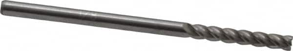 Accupro - 1/8", 3/4" LOC, 1/8" Shank Diam, 2-1/4" OAL, 4 Flute, Solid Carbide Square End Mill - Single End, Uncoated, Spiral Flute, 40° Helix, Centercutting, Right Hand Cut, Right Hand Flute - Benchmark Tooling