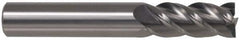 Accupro - 9/16", 3" LOC, 9/16" Shank Diam, 6" OAL, 4 Flute, Solid Carbide Square End Mill - Single End, AlTiN Finish, Spiral Flute, 40° Helix, Centercutting, Right Hand Cut, Right Hand Flute - Benchmark Tooling