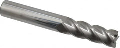 Accupro - 1/2", 1-1/2" LOC, 1/2" Shank Diam, 3-1/2" OAL, 4 Flute, Solid Carbide Square End Mill - Single End, Uncoated, Spiral Flute, 40° Helix, Centercutting, Right Hand Cut, Right Hand Flute - Benchmark Tooling