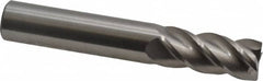 Accupro - 9/16", 1-1/4" LOC, 9/16" Shank Diam, 3-1/2" OAL, 4 Flute, Solid Carbide Square End Mill - Single End, Uncoated, Spiral Flute, 40° Helix, Centercutting, Right Hand Cut, Right Hand Flute - Benchmark Tooling