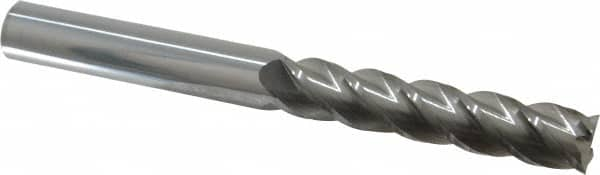 Accupro - 5/8", 3" LOC, 5/8" Shank Diam, 6" OAL, 4 Flute, Solid Carbide Square End Mill - Single End, Uncoated, Spiral Flute, 40° Helix, Centercutting, Right Hand Cut, Right Hand Flute - Benchmark Tooling