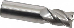 Accupro - 11/16", 1" LOC, 3/4" Shank Diam, 3" OAL, 4 Flute, Solid Carbide Square End Mill - Single End, Uncoated, Spiral Flute, 40° Helix, Centercutting, Right Hand Cut, Right Hand Flute - Benchmark Tooling