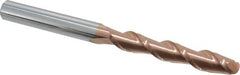 Accupro - 1/2" Diam, 3" LOC, 2 Flute Solid Carbide Ball End Mill - TiCN Finish, Single End, 6" OAL, 1/2" Shank Diam, Spiral Flute - Benchmark Tooling