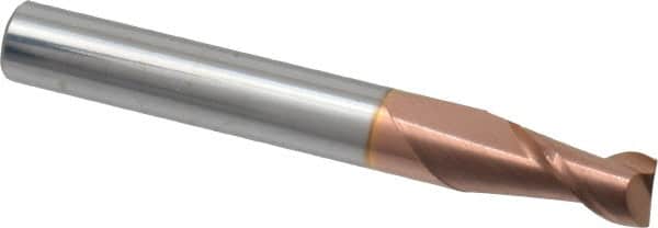 Accupro - 7/32", 3/8" LOC, 1/4" Shank Diam, 2" OAL, 2 Flute, Solid Carbide Square End Mill - Single End, TiCN Finish, Spiral Flute, 40° Helix, Centercutting, Right Hand Cut, Right Hand Flute - Benchmark Tooling