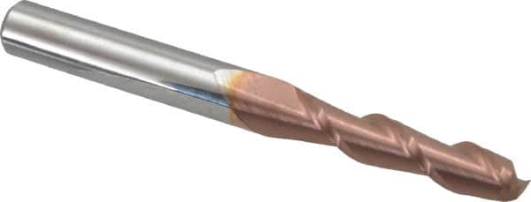 Accupro - 9/32", 1-1/4" LOC, 5/16" Shank Diam, 3" OAL, 2 Flute, Solid Carbide Square End Mill - Single End, TiCN Finish, Spiral Flute, 40° Helix, Centercutting, Right Hand Cut, Right Hand Flute - Benchmark Tooling