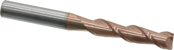 Accupro - 5/16", 1-3/8" LOC, 5/16" Shank Diam, 3" OAL, 2 Flute, Solid Carbide Square End Mill - Single End, TiCN Finish, Spiral Flute, 40° Helix, Centercutting, Right Hand Cut, Right Hand Flute - Benchmark Tooling