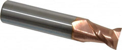 Accupro - 15/32", 5/8" LOC, 1/2" Shank Diam, 2-1/2" OAL, 2 Flute, Solid Carbide Square End Mill - Single End, TiCN Finish, Spiral Flute, 40° Helix, Centercutting, Right Hand Cut, Right Hand Flute - Benchmark Tooling