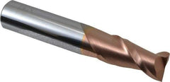 Accupro - 31/64", 1" LOC, 1/2" Shank Diam, 3" OAL, 2 Flute, Solid Carbide Square End Mill - Single End, TiCN Finish, Spiral Flute, 40° Helix, Centercutting, Right Hand Cut, Right Hand Flute - Benchmark Tooling