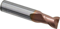 Accupro - 1/2", 5/8" LOC, 1/2" Shank Diam, 2-1/2" OAL, 2 Flute, Solid Carbide Square End Mill - Single End, TiCN Finish, Spiral Flute, 40° Helix, Centercutting, Right Hand Cut, Right Hand Flute - Benchmark Tooling