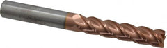 Accupro - 7/16", 2" LOC, 7/16" Shank Diam, 4" OAL, 4 Flute, Solid Carbide Square End Mill - Single End, TiCN Finish, Spiral Flute, 40° Helix, Centercutting, Right Hand Cut, Right Hand Flute - Benchmark Tooling