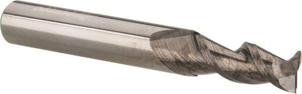 Accupro - 9/32", 13/16" LOC, 5/16" Shank Diam, 2-1/2" OAL, 2 Flute, Solid Carbide Square End Mill - Single End, Uncoated, Spiral Flute, 45° Helix, Centercutting, Right Hand Cut, Right Hand Flute - Benchmark Tooling
