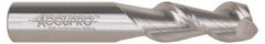 Accupro - 1/2", 2" LOC, 1/2" Shank Diam, 4" OAL, 2 Flute, Solid Carbide Square End Mill - Single End, Uncoated, Spiral Flute, 45° Helix, Centercutting, Right Hand Cut, Right Hand Flute - Benchmark Tooling