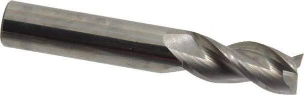 Accupro - 7/16", 1" LOC, 7/16" Shank Diam, 2-3/4" OAL, 3 Flute, Solid Carbide Square End Mill - Single End, Uncoated, Spiral Flute, 37° Helix, Centercutting, Right Hand Cut, Right Hand Flute - Benchmark Tooling