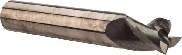 Accupro - 1/2", 5/8" LOC, 1/2" Shank Diam, 3" OAL, 3 Flute, Solid Carbide Square End Mill - Single End, Uncoated, Spiral Flute, 37° Helix, Centercutting, Right Hand Cut, Right Hand Flute - Benchmark Tooling