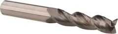 Accupro - 1/2", 2" LOC, 1/2" Shank Diam, 4" OAL, 3 Flute, Solid Carbide Square End Mill - Single End, Uncoated, Spiral Flute, 37° Helix, Centercutting, Right Hand Cut, Right Hand Flute - Benchmark Tooling