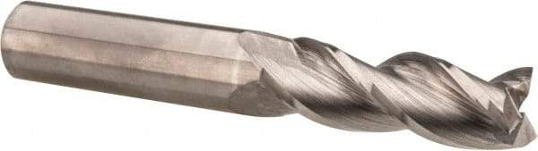 Accupro - 5/8", 2" LOC, 5/8" Shank Diam, 5" OAL, 3 Flute, Solid Carbide Square End Mill - Single End, Uncoated, Spiral Flute, 37° Helix, Centercutting, Right Hand Cut, Right Hand Flute - Benchmark Tooling