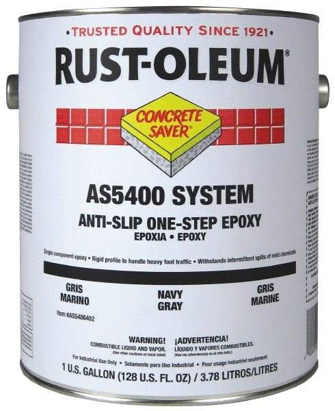 Rust-Oleum - 1 Gal Kit Gloss Silver Gray Antislip Epoxy - 40 to 60 Sq Ft/Gal Coverage, <250 g/L VOC Content - Benchmark Tooling