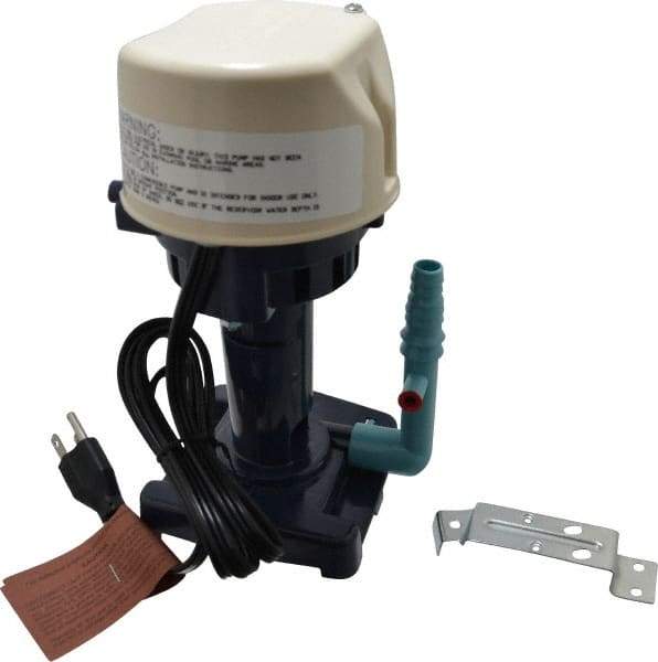 Little Giant Pumps - 0.9 Amp, 115 Volt, 1/70 hp, 1 Phase, Thermal Plastic Evaporative Cooler Pumps Machine Tool & Recirculating Pump - 5.1 GPM, 9.5 psi, 9" Overall Height, 4-1/2" Body Length, ABS Impeller, Open Fan Cooled Motor - Benchmark Tooling