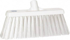 Vikan - 12" Heavy Duty Synthetic Push Broom - 4" Bristle Length, Plastic Block, European Threaded Handle Connection - Benchmark Tooling