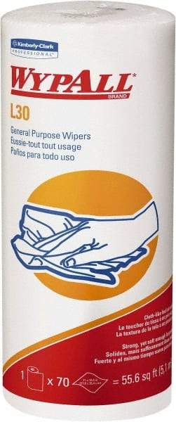 WypAll - L30 Dry General Purpose Wipes - Small Roll, 10-3/8" x 11" Sheet Size, White - Benchmark Tooling