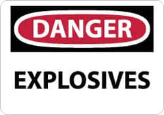 NMC - "Danger - Explosives", 10" Long x 14" Wide, Aluminum Safety Sign - Rectangle, 0.04" Thick, Use for Accident Prevention - Benchmark Tooling