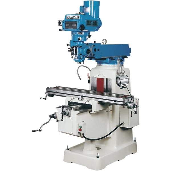 Summit - 18-1/2" Table Width x 54" Table Length, Electronic Variable Speed Control, 3 Phase Knee Milling Machine - R8 Spindle Taper, 3 hp - Benchmark Tooling