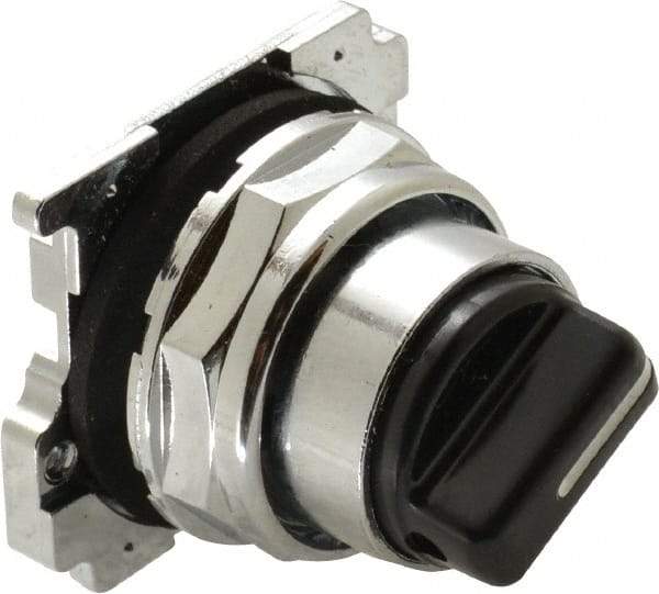 Eaton Cutler-Hammer - 30-1/2mm Mount Hole, 2 Position, Knob Operated, Selector Switch with Cam and Cap - Black, Maintained (MA) - Momentary (MO) - Benchmark Tooling