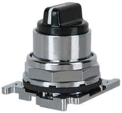 Eaton Cutler-Hammer - 30-1/2mm Mount Hole, 3 Position, Knob Operated, Selector Switch with Cam and Cap - Black, Maintained (MA) - Benchmark Tooling