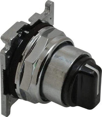 Eaton Cutler-Hammer - 30-1/2mm Mount Hole, 3 Position, Knob Operated, Selector Switch with Cam and Cap - Black, Maintained (MA) - Momentary (MO) - Benchmark Tooling