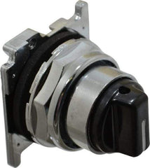 Eaton Cutler-Hammer - 30-1/2mm Mount Hole, 3 Position, Knob Operated, Selector Switch with Cam and Cap - Black, Maintained (MA) - Momentary (MO) - Benchmark Tooling