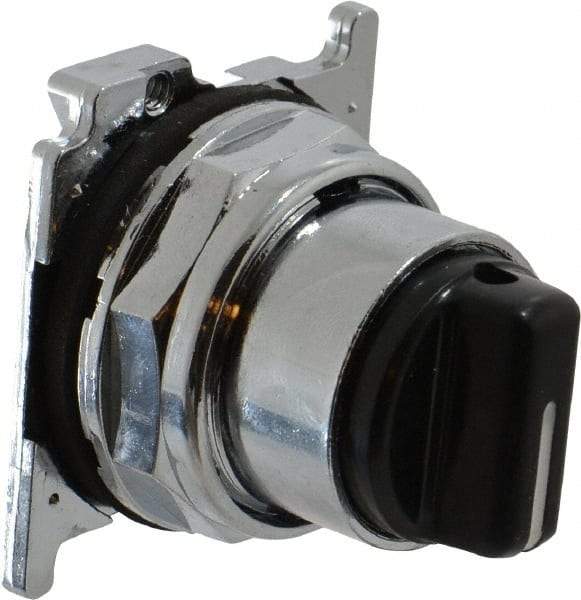 Eaton Cutler-Hammer - 30-1/2mm Mount Hole, 3 Position, Knob Operated, Selector Switch with Cam and Cap - Black, Maintained (MA) - Momentary (MO) - Benchmark Tooling