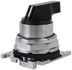 Eaton Cutler-Hammer - 30-1/2mm Mount Hole, 3 Position, Lever Operated, Selector Switch with Cam and Cap - Black, Maintained (MA) - Momentary (MO) - Benchmark Tooling