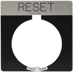 Eaton Cutler-Hammer - Square, Legend Plate - Reset - Black Background, 30-1/2mm Hole Diameter - Benchmark Tooling