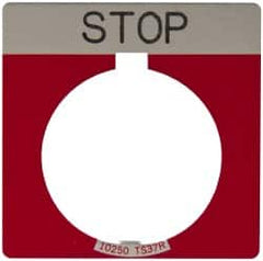 Eaton Cutler-Hammer - Square, Legend Plate - Stop - Red Background, 30-1/2mm Hole Diameter - Benchmark Tooling