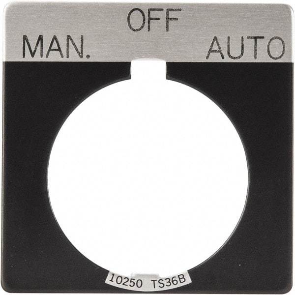 Eaton Cutler-Hammer - Square, Legend Plate - Manual-Off-Auto - Black Background, 30-1/2mm Hole Diameter - Benchmark Tooling