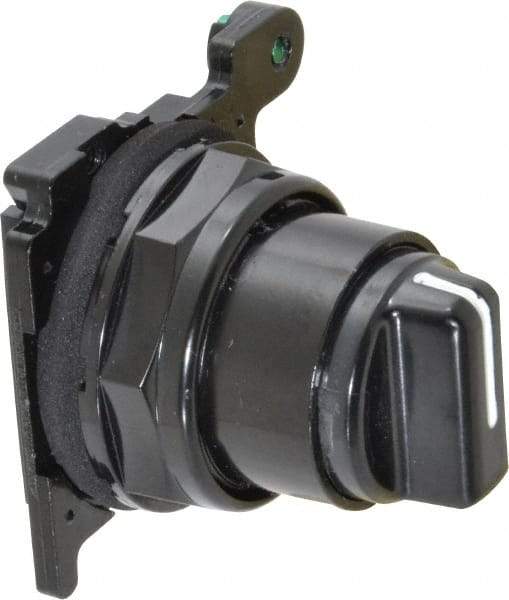 Eaton Cutler-Hammer - 30-1/2mm Mount Hole, 3 Position, Knob Operated, Selector Switch Only - Black, Maintained (MA), Corrosion Resistant, Oil and Watertight - Benchmark Tooling