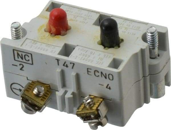 Eaton Cutler-Hammer - NO/NC, 0.5 Amp, Electrical Switch Contact Block - 120 VAC/VDC, Pressure Terminal, 30-1/2mm Hole, For Use with E34 Operators, Standard 10250T - Benchmark Tooling