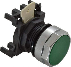 Eaton Cutler-Hammer - 25mm Mount Hole, Flush, Pushbutton Switch Only - Round, Green Pushbutton, Nonilluminated, Momentary (MO) - Benchmark Tooling